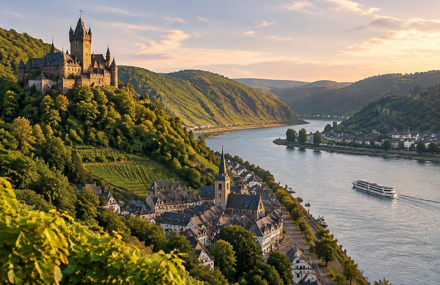Castle and village overlooking the Rhine River